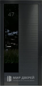 Металлическая дверь от дизайнера с гладкой и фрезерованной поверхностью №27 внешняя - фото